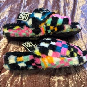 UGG Fluff Yeah Slide Multicolor Shearling Size 9